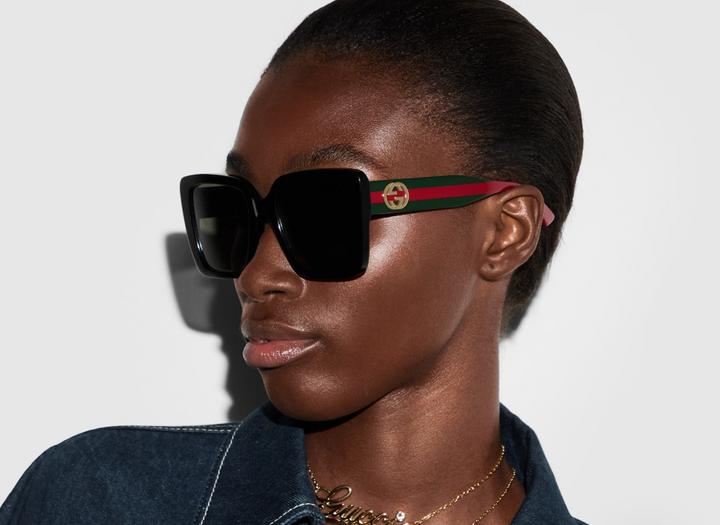 Gucci GG1861S Oversized Sunglasses in Black Green/Red
