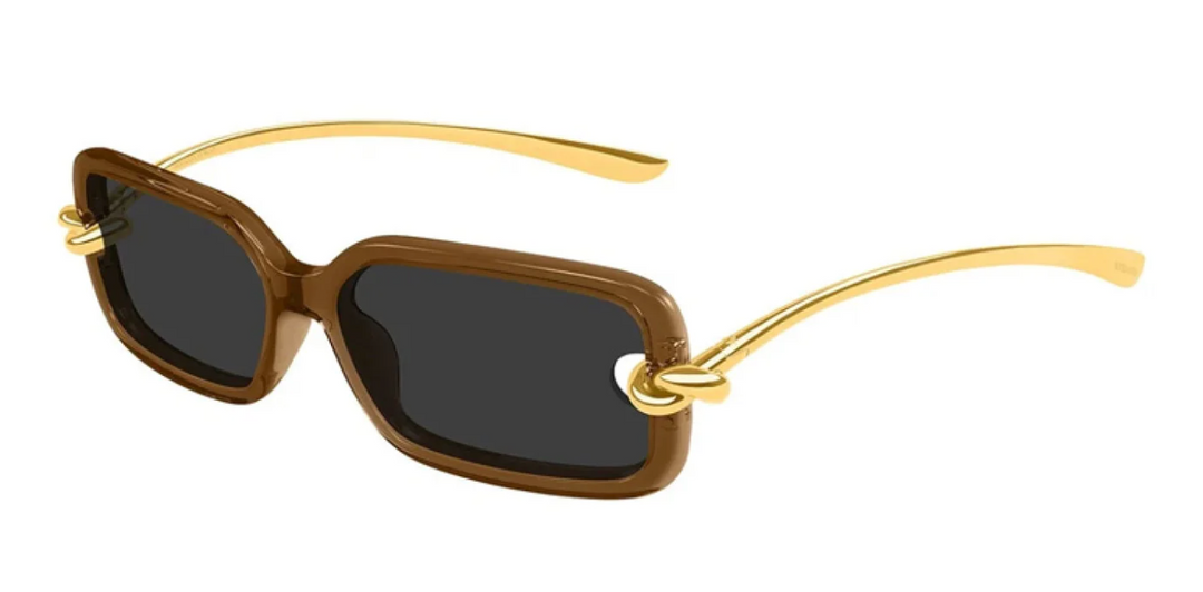 Bottega Veneta BV1439S Knot Rectangular Sunglasses in Brown