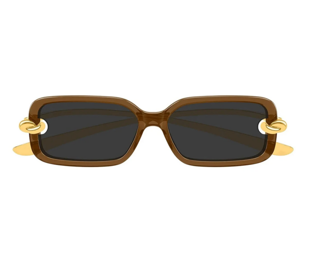 Bottega Veneta BV1439S Knot Rectangular Sunglasses in Brown