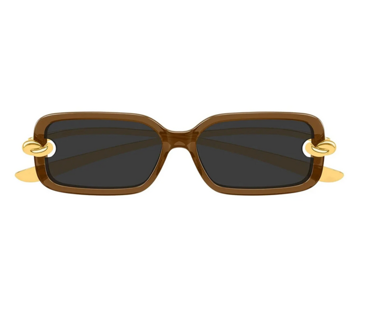 Bottega Veneta BV1439S Knot Rectangular Sunglasses in Brown