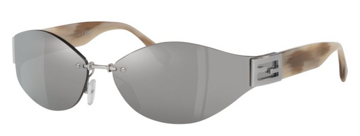 Fendi Baguette FE40159U Rimless Sunglasses in Silver Mirror