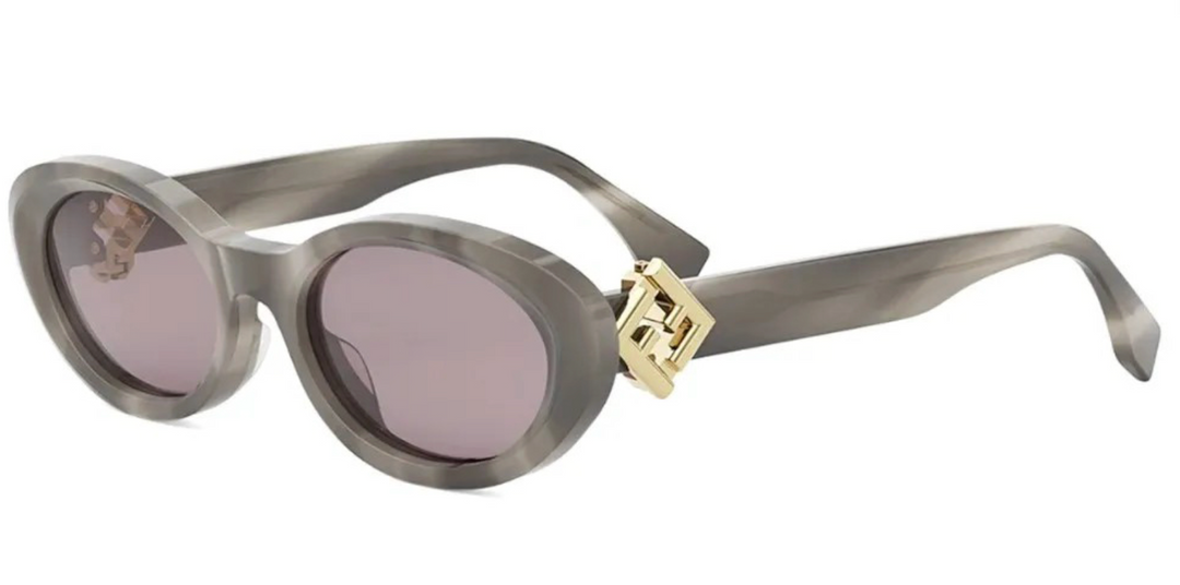 Fendi Diamonds FE40140U Oval Sunglasses in Tortoise Grey