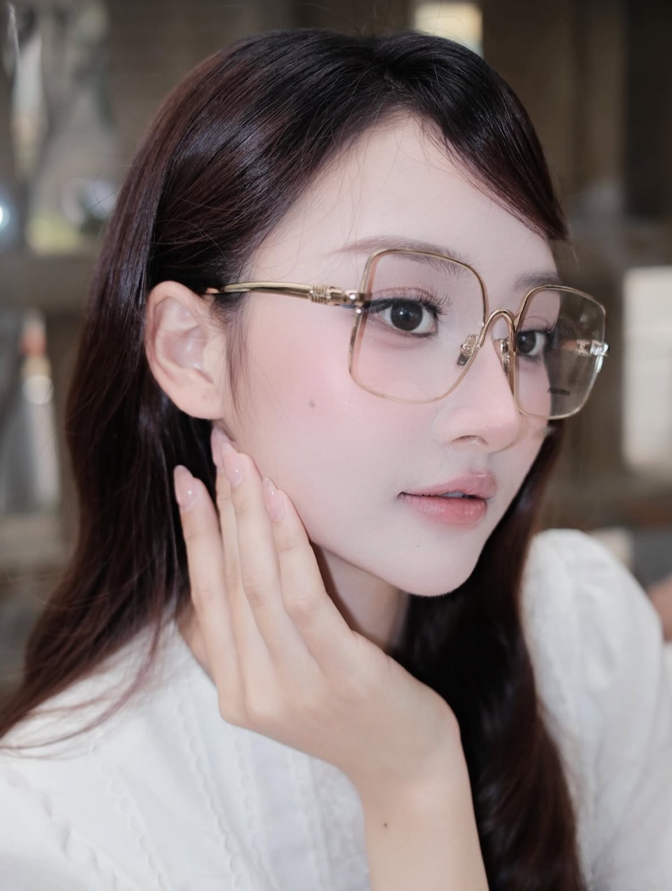 Miu Miu MU51YV Silver Oversized Square Eyeglasses Frames