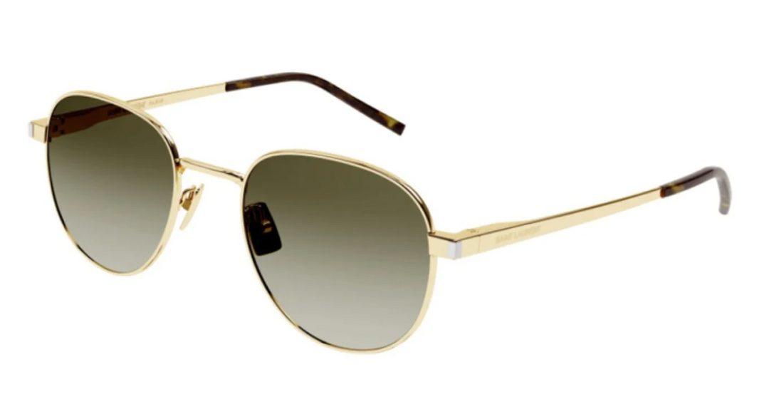 Saint Laurent SL555 Round Sunglasses in Gold