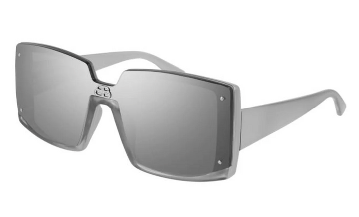 Balenciaga BB0081S Square Sunglasses in Silver Mirror