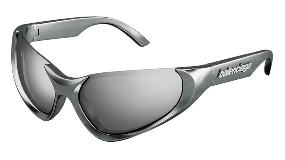 Balenciaga BB0202S Sunglasses in Silver Mirror