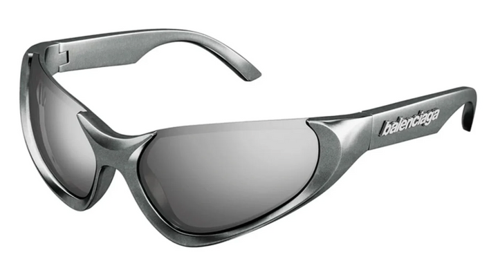 Balenciaga BB0202S Sunglasses in Silver Mirror