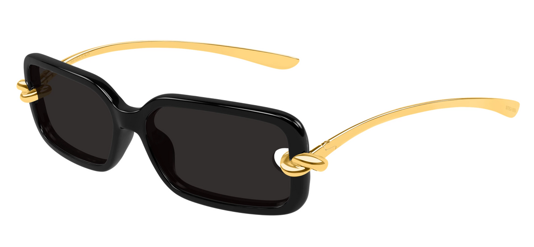 Bottega Veneta BV1439S Knot Rectangular Sunglasses in Black