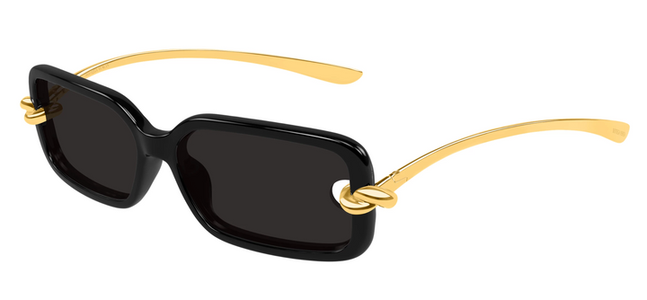 Bottega Veneta BV1439S Knot Rectangular Sunglasses in Black