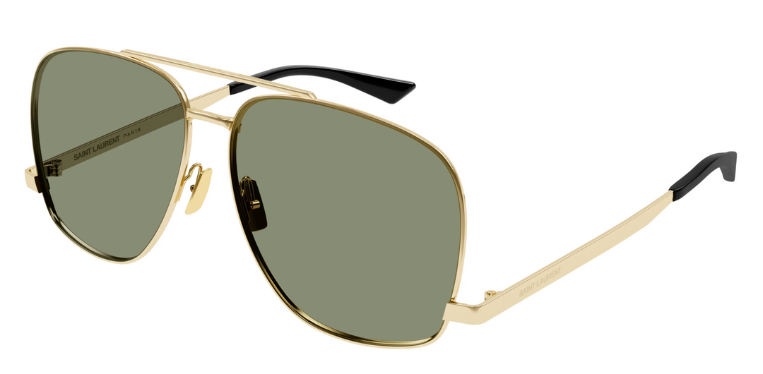 Saint Laurent Gafas de sol estilo aviador clásicas en negro con logo metálico 11M