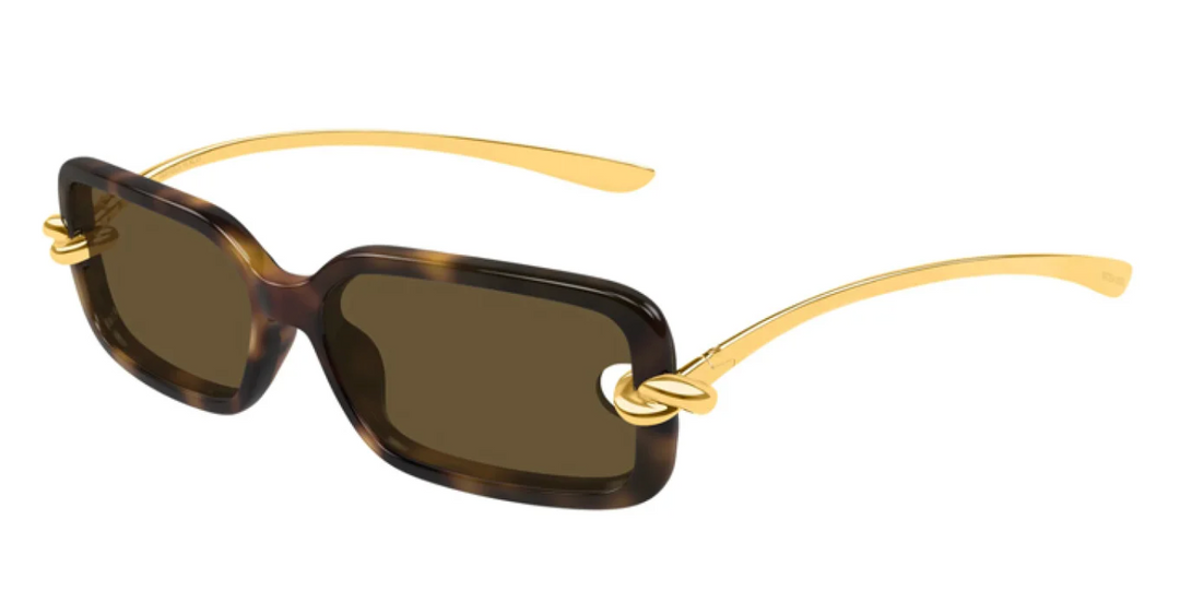 Bottega Veneta BV1439S Knot Rectangular Sunglasses in Brown