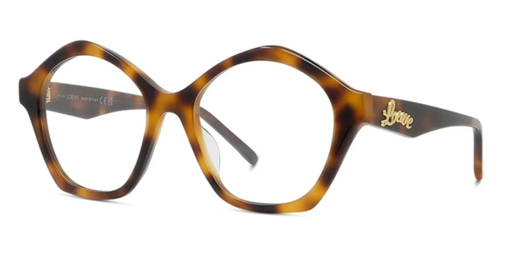 Havana brown round eyeglass frames with curved acetate temple arms
