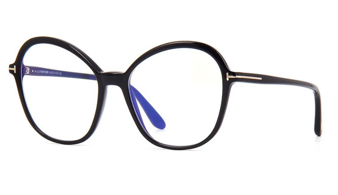 FT5577-B Black Rounded Cat Eye Bluelight Frames
