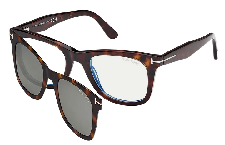 Havana brown sunglasses with dark lenses and metal logo detail