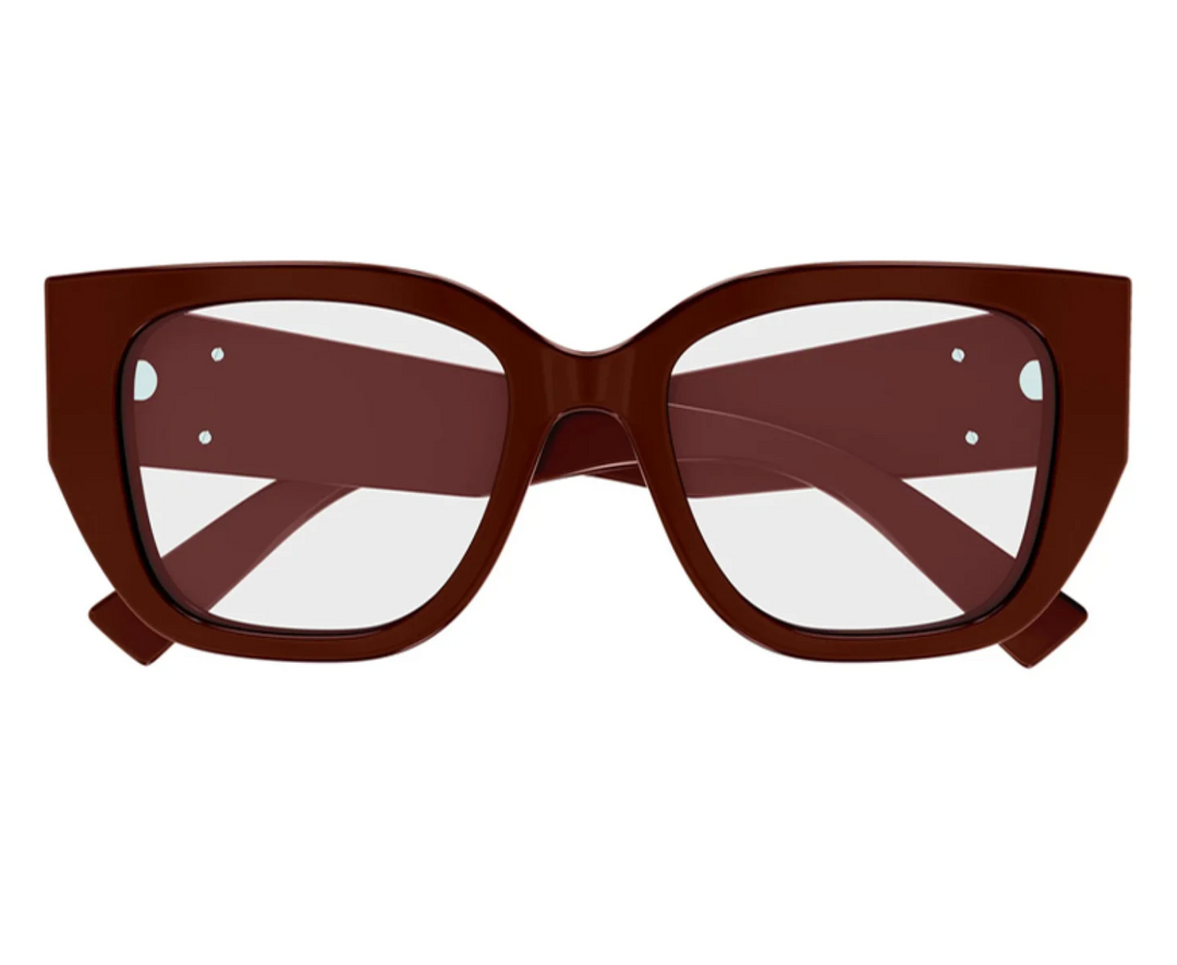 Burgundy square eyeglass frames, front view with wide bridge