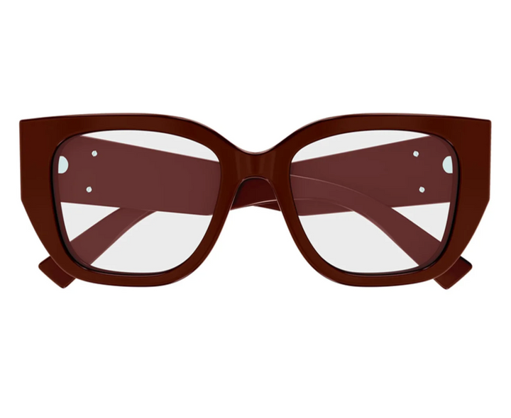 Burgundy square eyeglass frames, front view with wide bridge