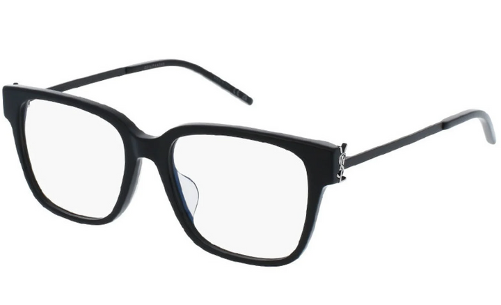 Black rectangular full-rim eyeglass frames with straight temples