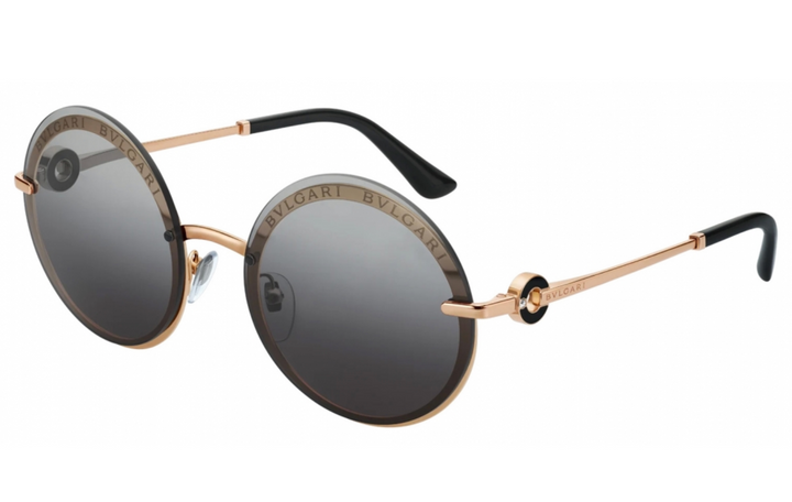 Round grey-tinted sunglasses with metal frame and black temple arms