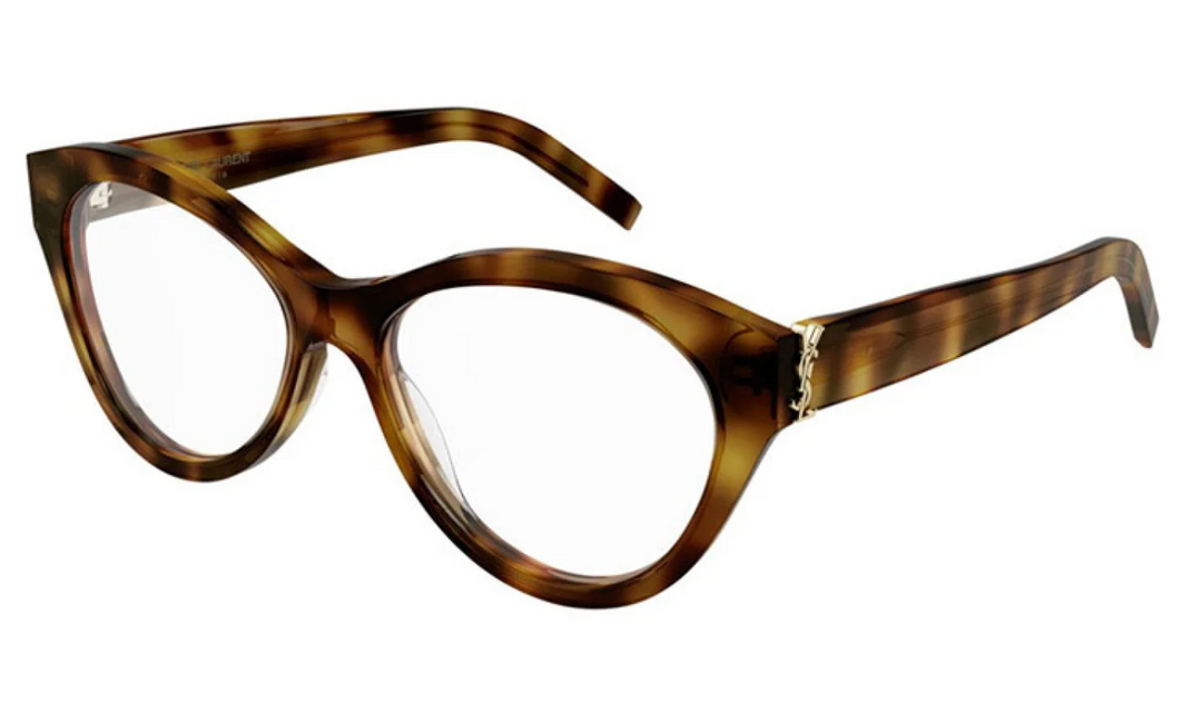 SLM96 eyeglasses frames in light Havana brown, with rounded rectangular lenses and full rims