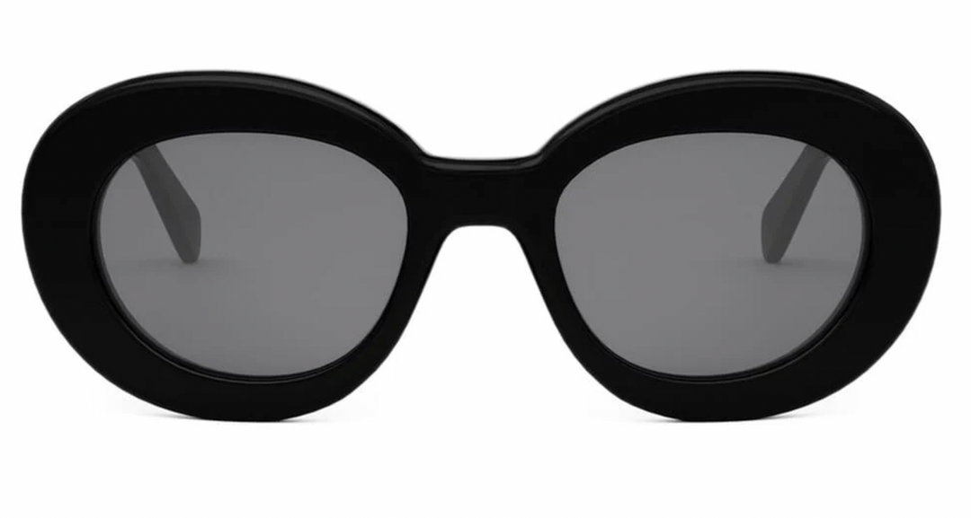 Celine CL40312U Black Silver Triomphe Round Sunglasses
