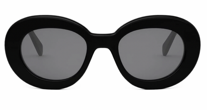 Celine CL40312U Black Silver Triomphe Round Sunglasses