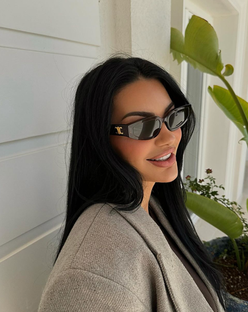 Celine Triomphe black sunglasses, rounded frames with dark lenses