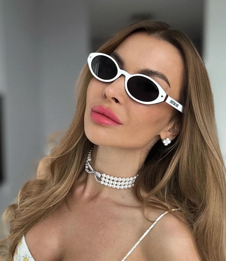 Dior Pacific R1F Oval Sunglasses in White