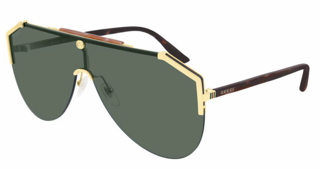 Gucci GG0584S Rimless Shield Aviator Sunglasses in Gold