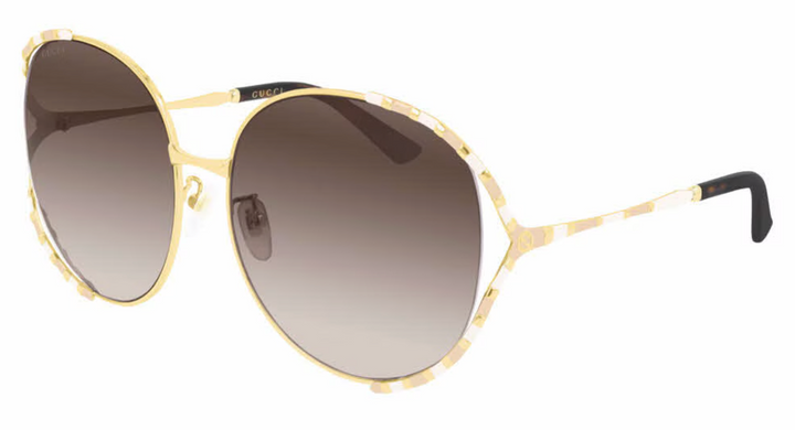 Gucci GG0595S Oversized Cutout Round Sunglasses in Brown Gradient