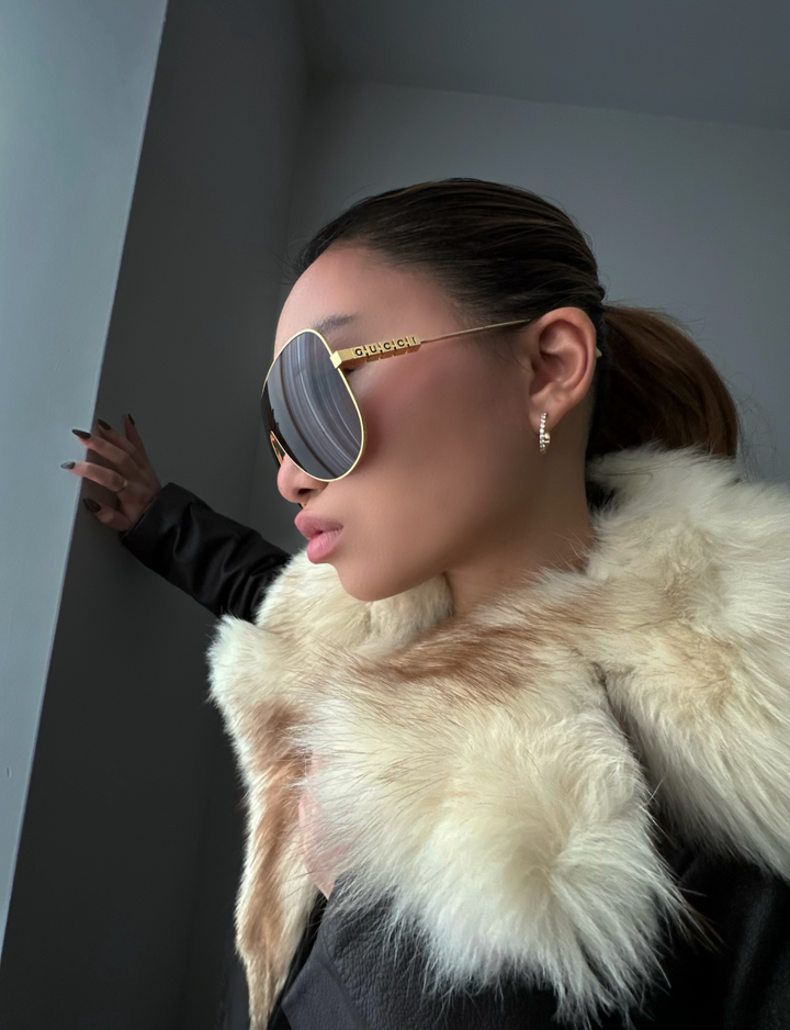 Gucci GG1436S Gafas de sol con máscara de lentes marrones