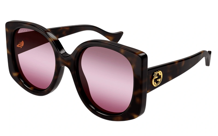 Gucci GG1257S Brown Red Lens Rounded Sunglasses