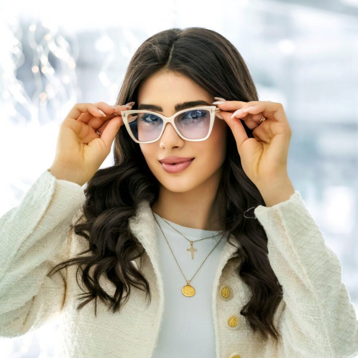 Tom Ford FT5844-B Ivory Cat Eye Bluelight Frames