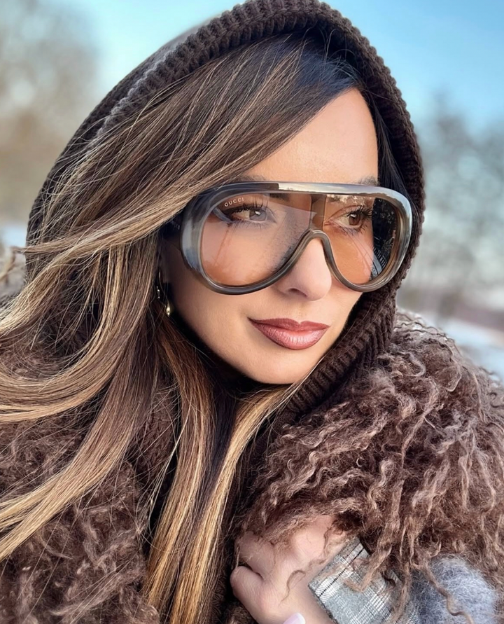 Gucci GG2164S Oversized Aviator Sunglasses in Brown