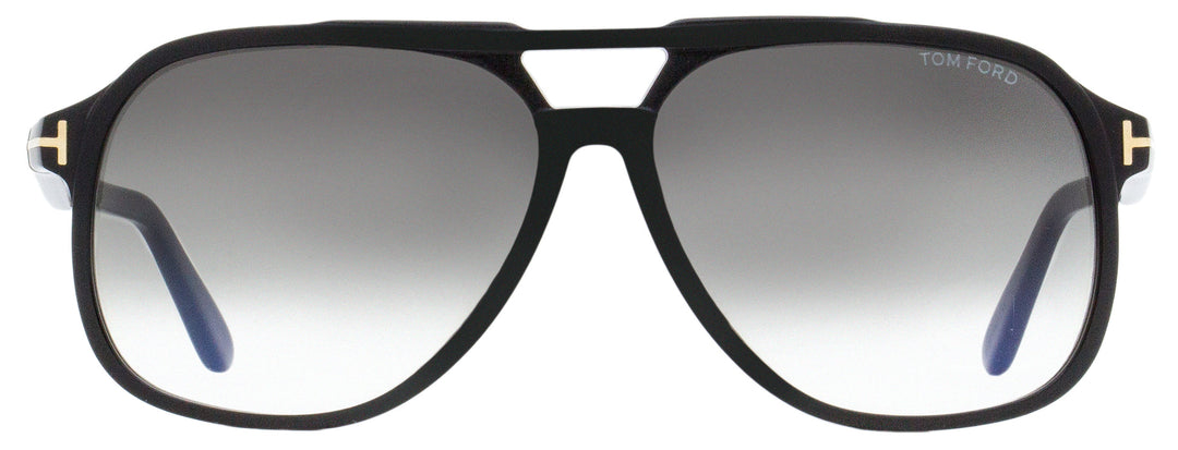 Raoul sunglasses by Tom Ford, black frames with gray gradient lenses, front view