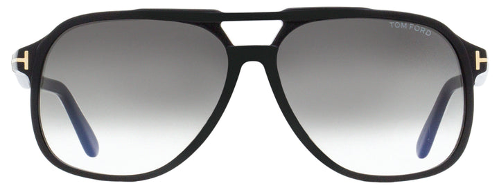 Raoul sunglasses by Tom Ford, black frames with gray gradient lenses, front view