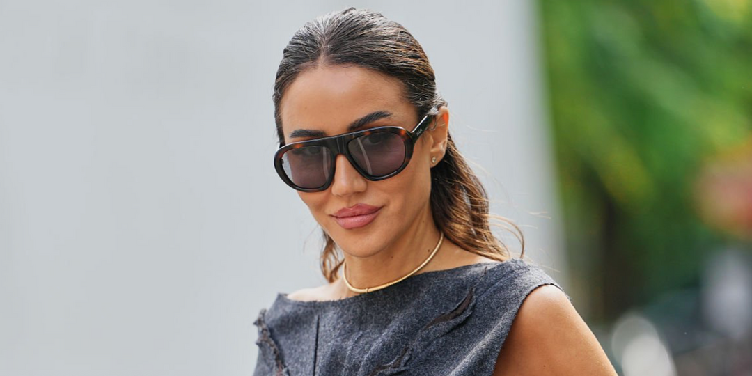 Prada PR C05S Aviator Sunglasses in Black Blue Lens