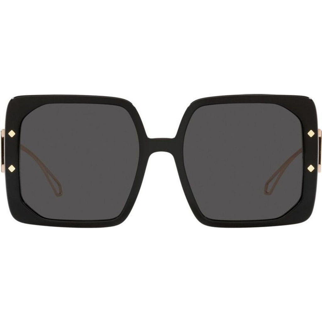 Oversized square black sunglasses with dark tinted lenses