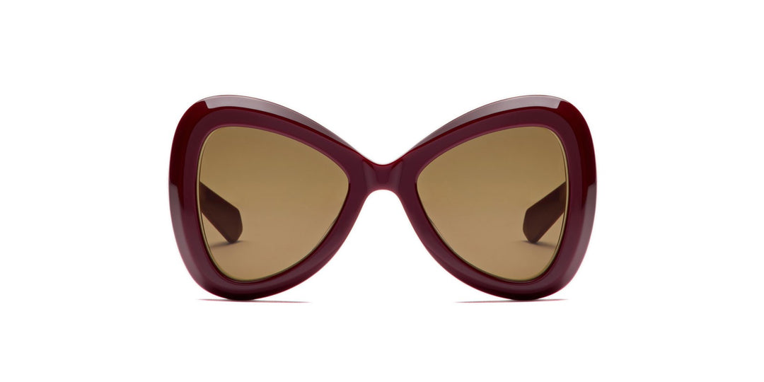 Valentino burgundy red cat-eye sunglasses with tinted lenses, glossy frames