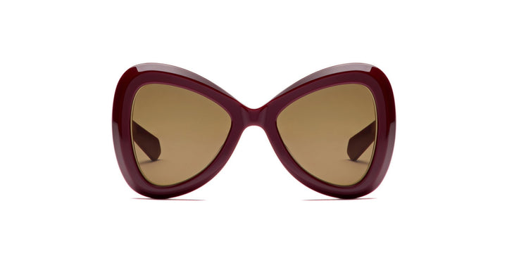 Valentino burgundy red cat-eye sunglasses with tinted lenses, glossy frames