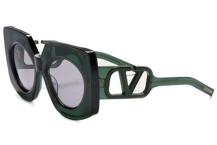 Green V-soul sunglasses with dark lenses and Valentino logo on temple