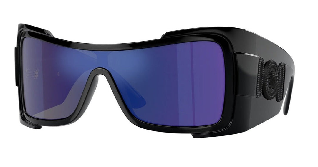 Versace VE4451 Mask Sunglasses in Black Blue Mirror