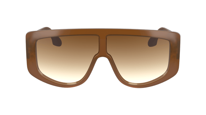 Caramel aviator sunglasses with gold tinted lenses, front view