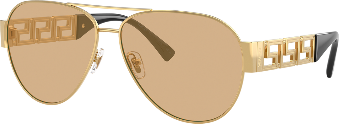 Versace VE2289 Greca Aviator Sunglasses in Gold Tinted Lens