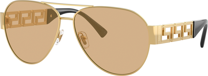 Versace VE2289 Greca Aviator Sunglasses in Gold Tinted Lens