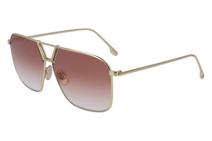 Victoria Beckham squared aviator sunglasses with gold frame and burgundy gradient lenses