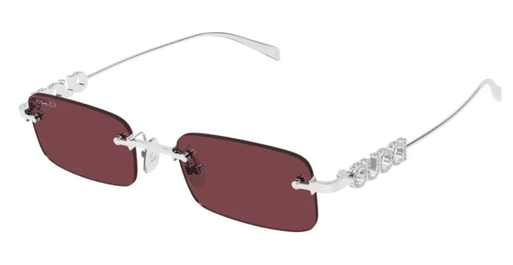 Gucci GG1808S Rimless Sunglasses in Silver Red Crystal