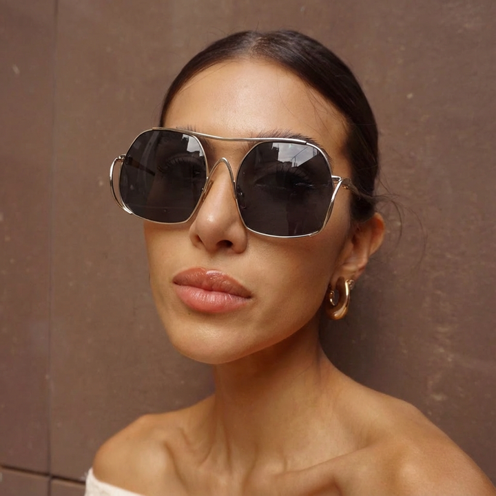 Miu Miu MU A55S Silver Oversized Aviator Sunglasses