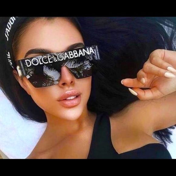 Dolce & Gabbana DG2233 Black Logo Shield Sunglasses