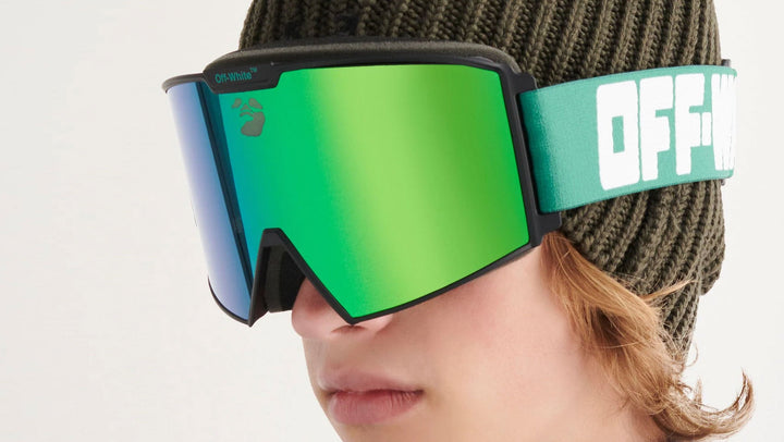 Off White Ski Goggles in Green Mirror