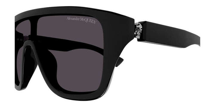 Alexander McQueen skull sunglasses, black frame with logo and dark tinted lenses